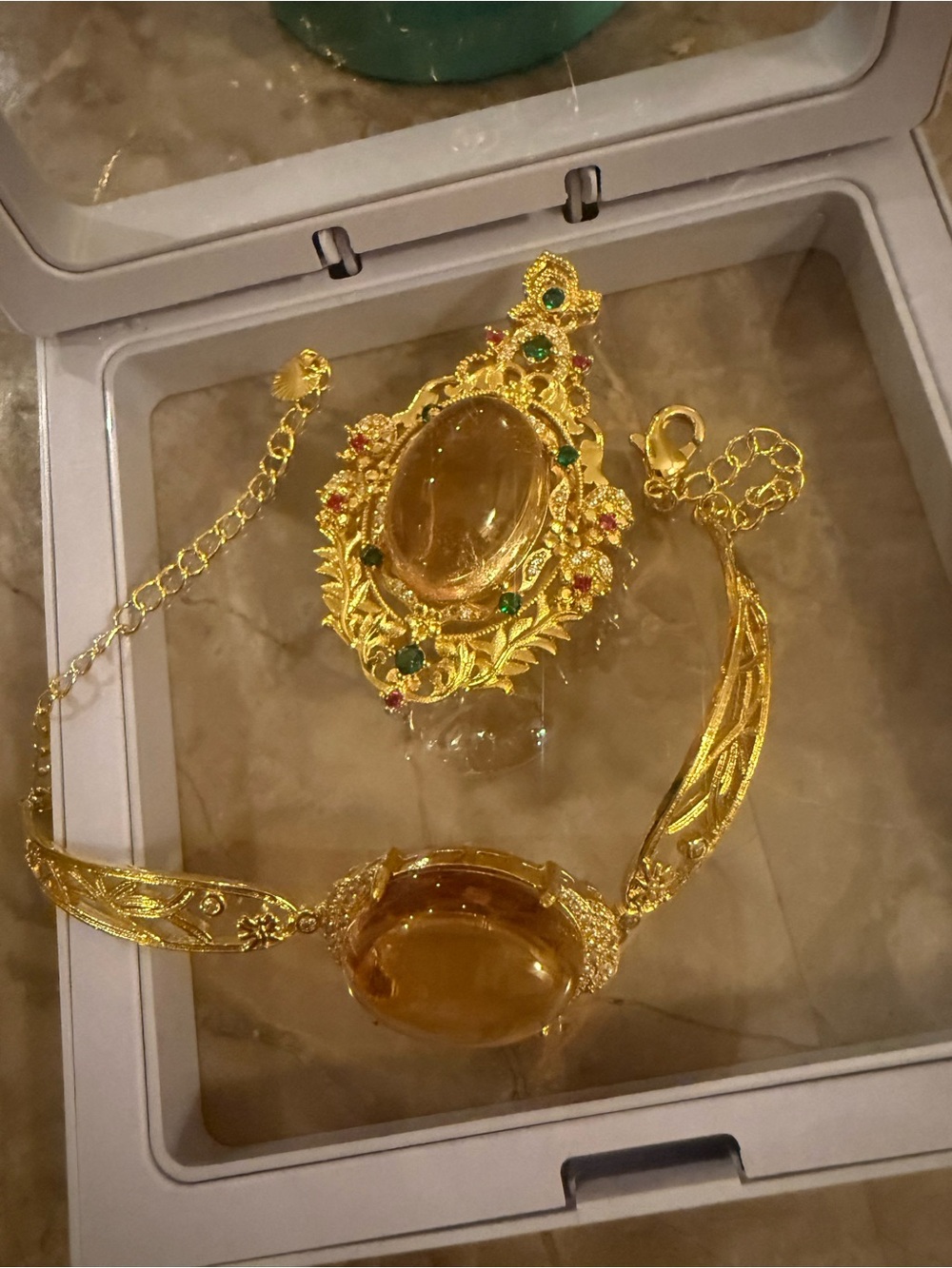 citrine bracelet and necklace set
